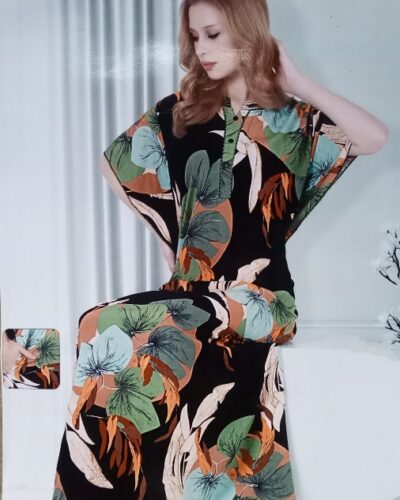 Stylish Flowral Print designer nighty Kaftan sleeves